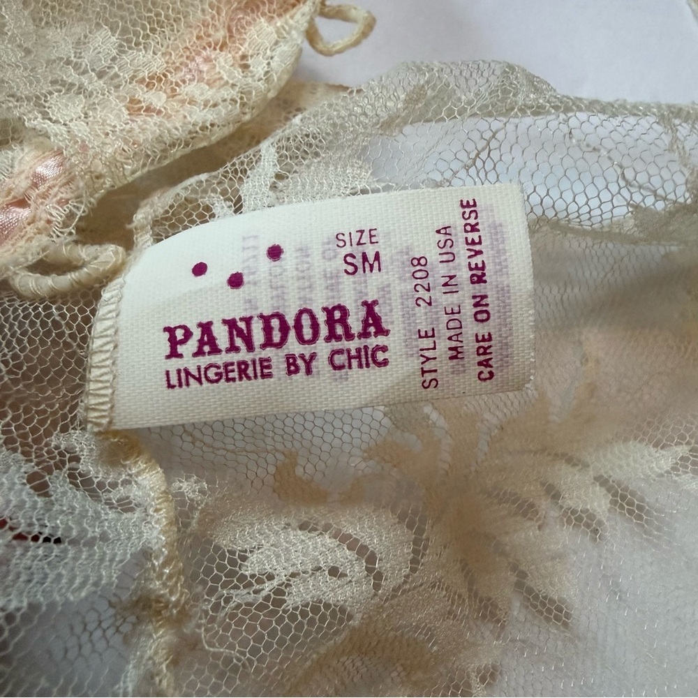 Vintage Pandora Lingerie by Chic Lace Garter Camisole In Soft Ivory And Pink - Picture 10 of 10